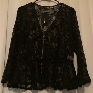 Black lace peplum blouse